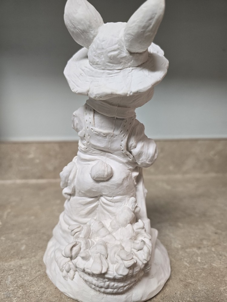 Unpainted Ceramic Bisque Mold Form Easter Rabbit Farmer With Shovel 8" Craft