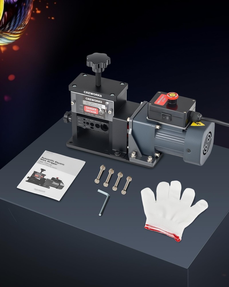 CREWORKS Automatic Wire Stripper Machine, 8 Channel Electric Black