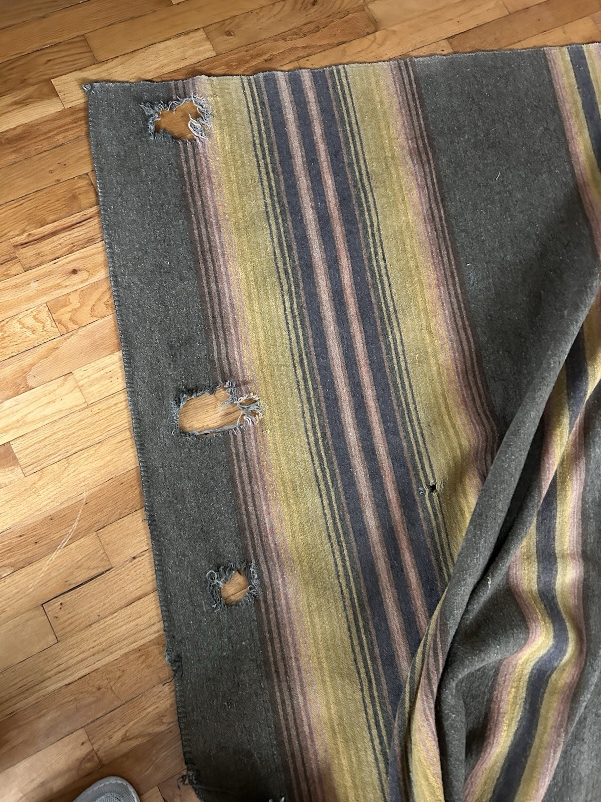 Antique Vintage Wool Horse Blanket Leather Strap Buckle Primitive Equestrian