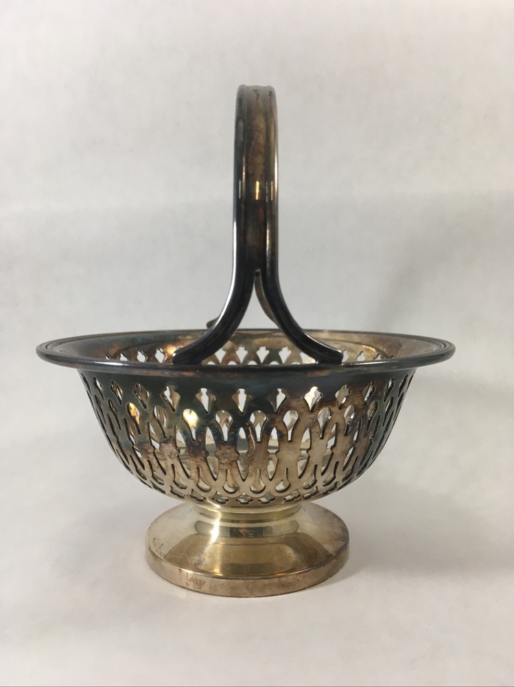 Silverplate Reticulated Basket Display Bowl 5.5" Candy Dish Trinket Dish GM CO E