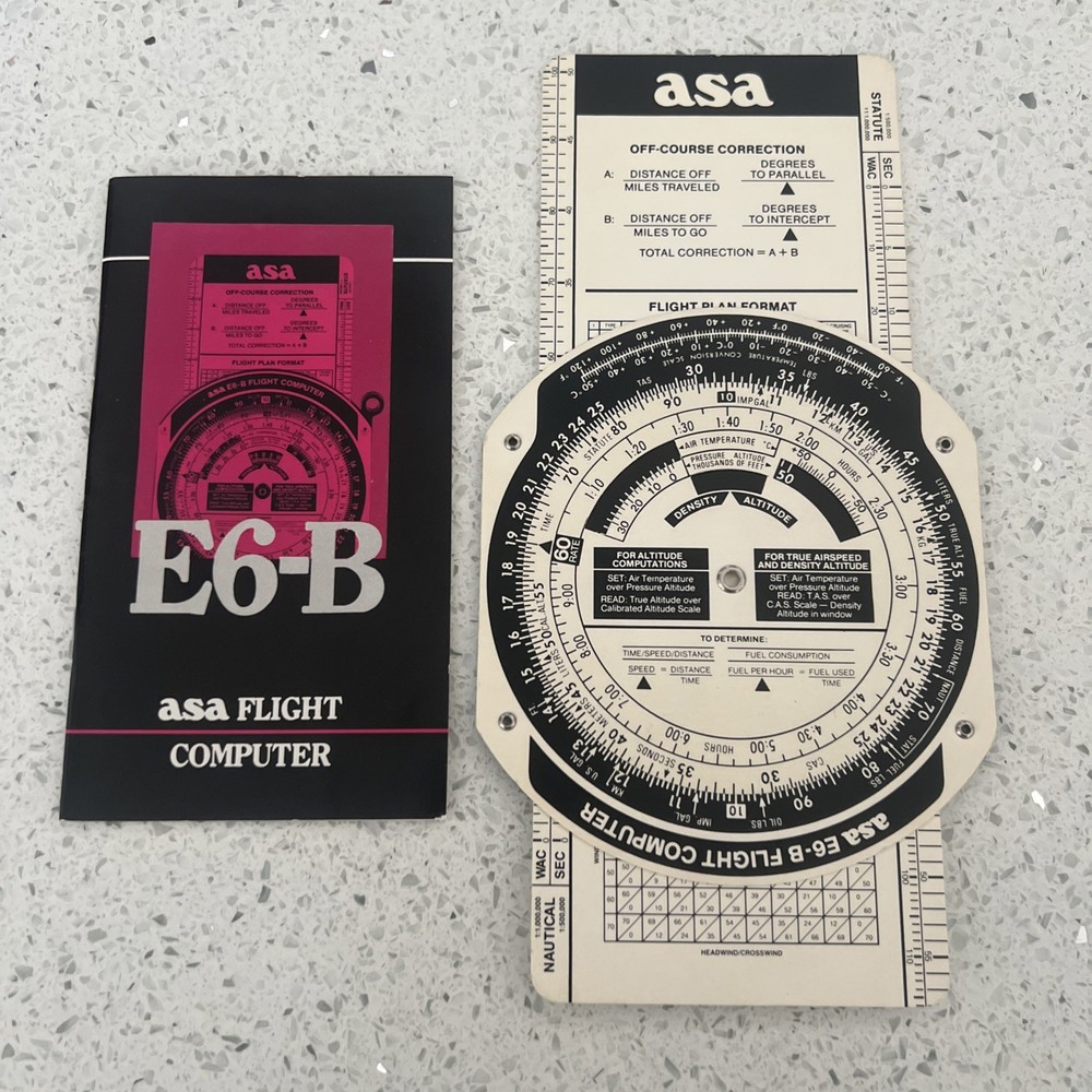 ASA E6-B LIGHT WEIGHT FLIGHT COMPUTER With Manual, Vintage 1987