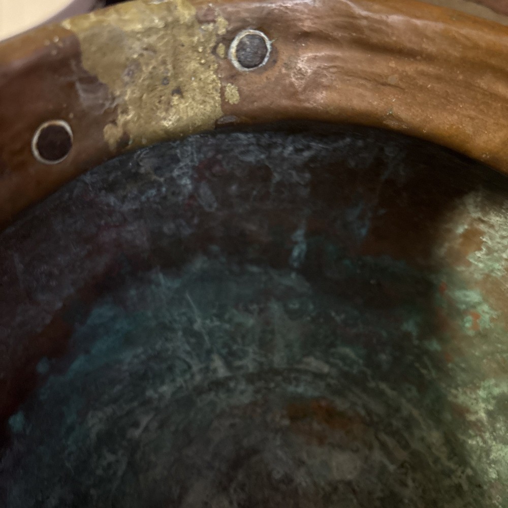 Antique Primitive Copper Cauldron Kettle Pot