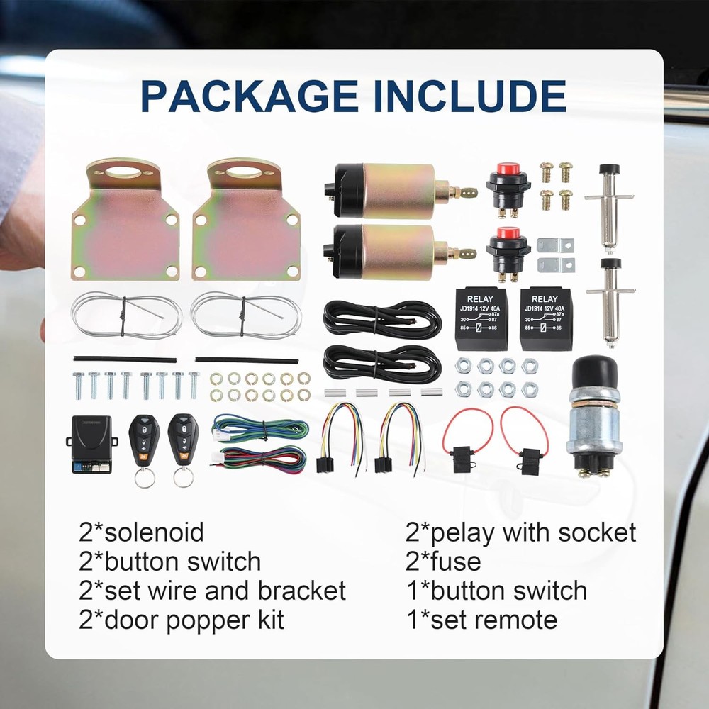 CARMOCAR Shaved Handle Door Popper Kit 2 With Remote ONE SET 85 lb