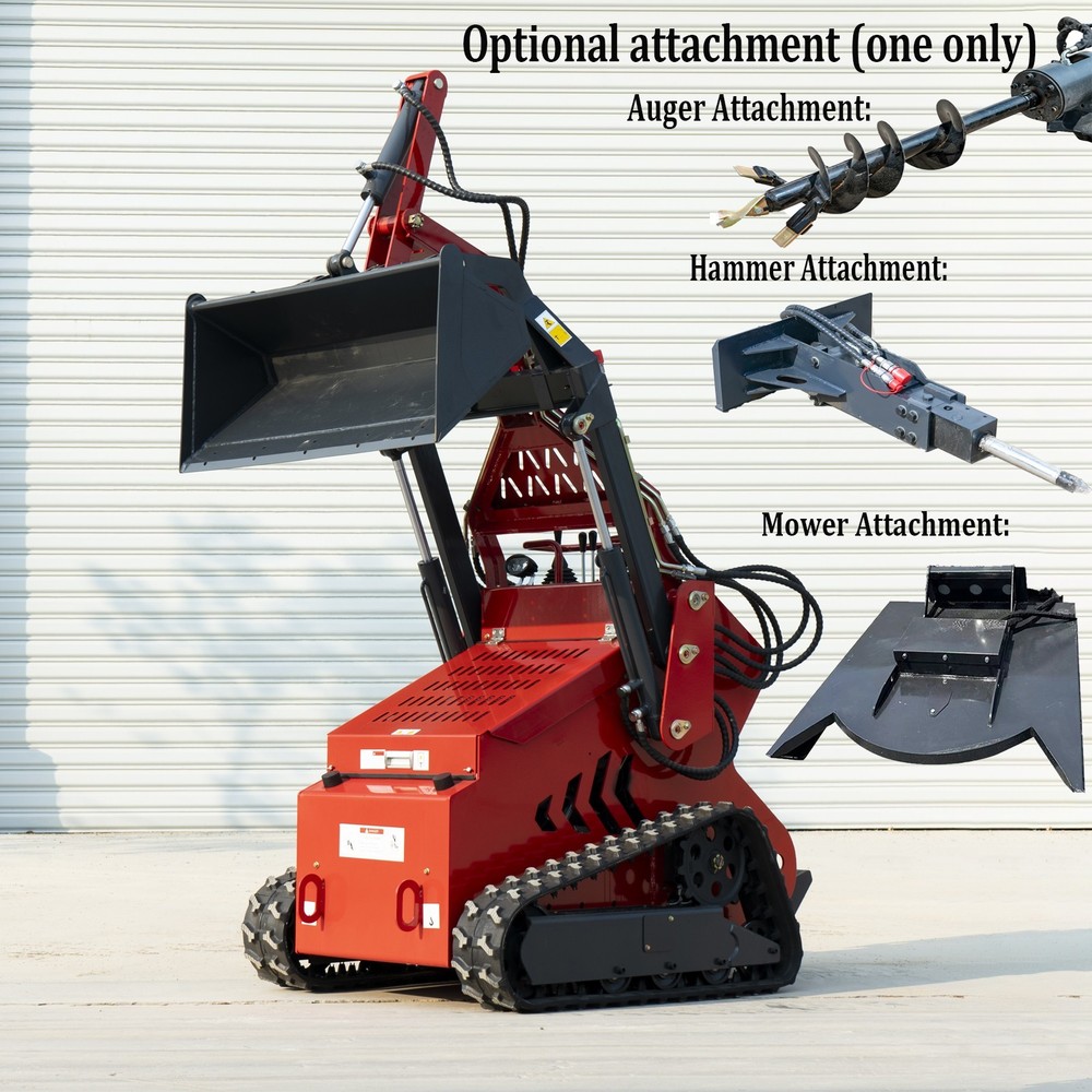 Mini Skid Steer Loader 23HP Engine 3-Pumps Self Leveling Bucket With Attachment