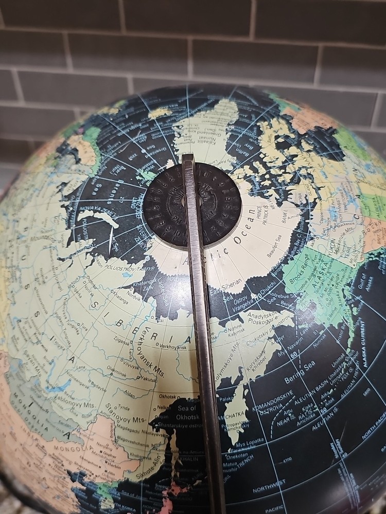 Old Deco Replogle Starlight Series Black Lighted World Globe Lamp Light Decor