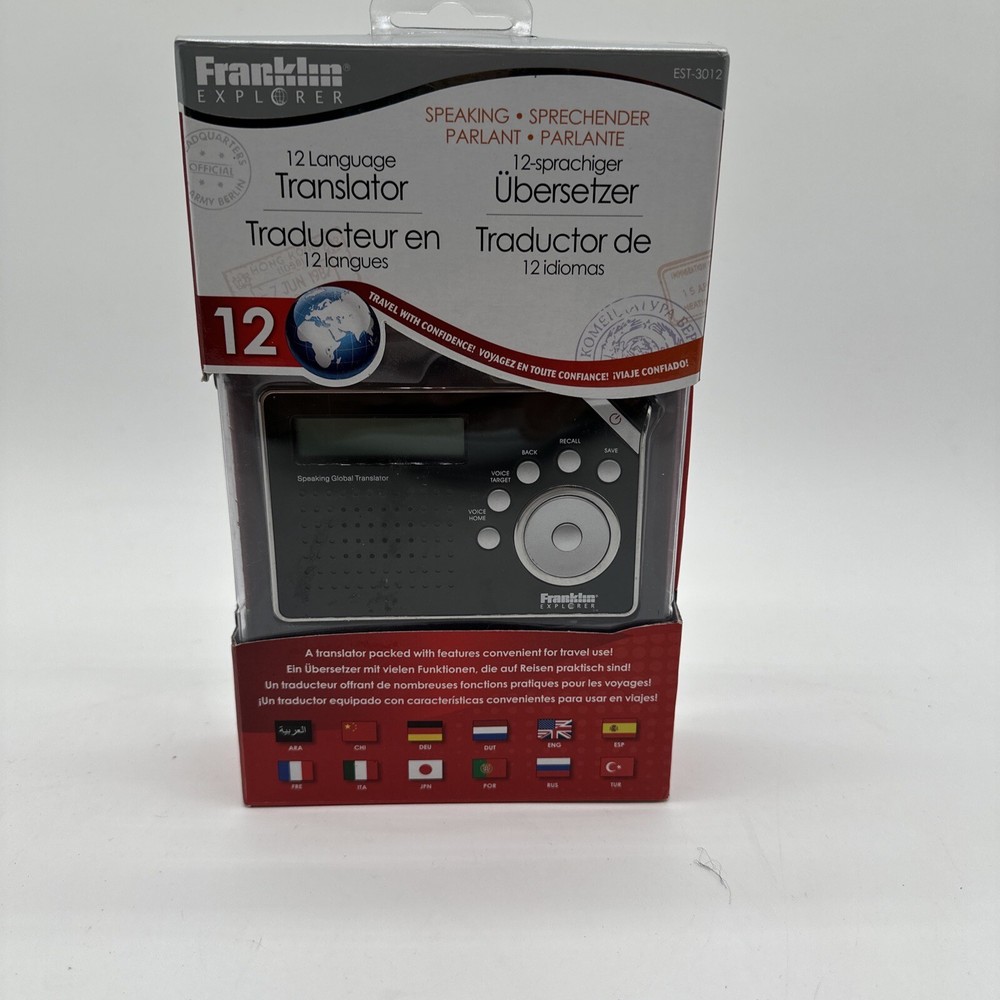 Franklin Explorer 12 Language Speaking Global Translator EST-3012 Tested Works