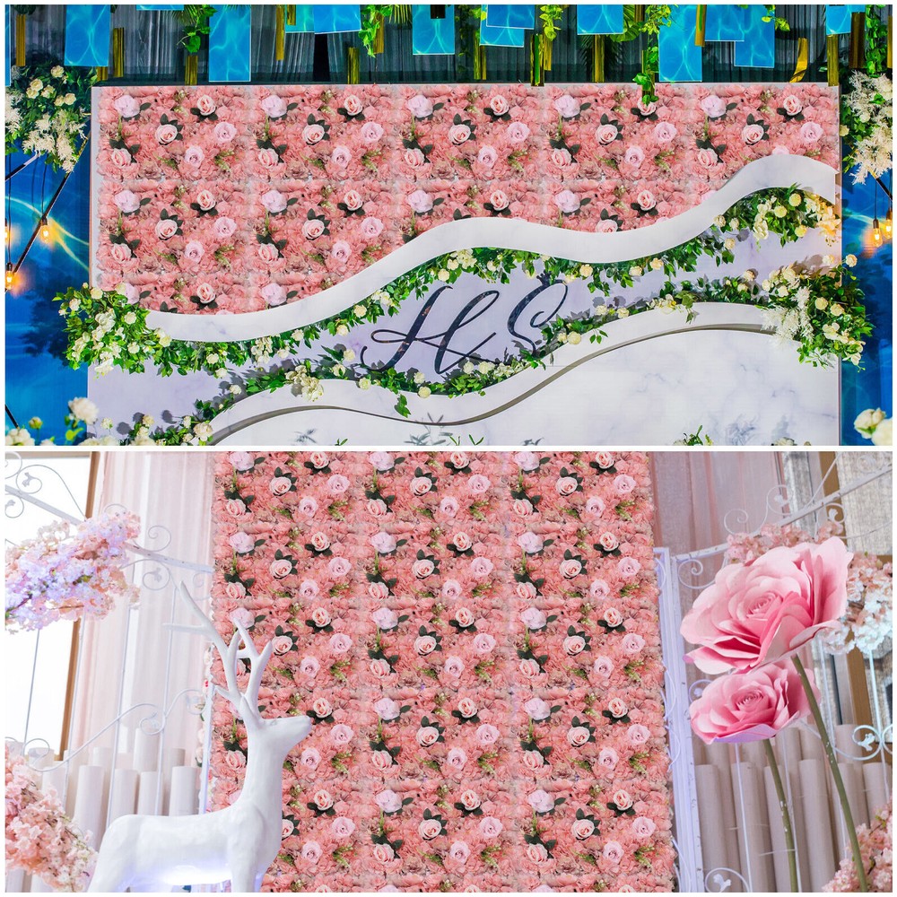 12 Pcs Flower Wall Panel, Artificial Flower Backdrop, Flower Panels for Backdrop