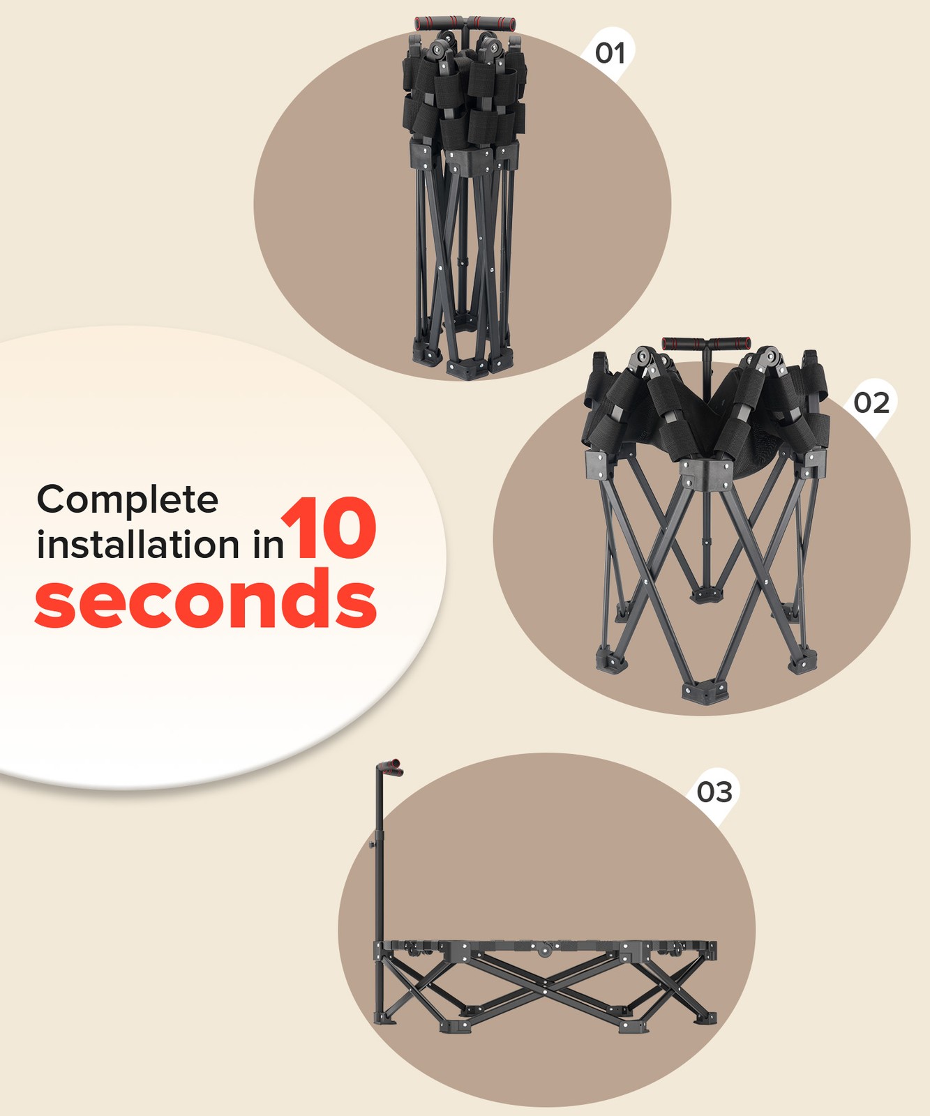 40" Foldable Trampoline for Adults Exercise Rebounder w/Adjustable Handle Bar