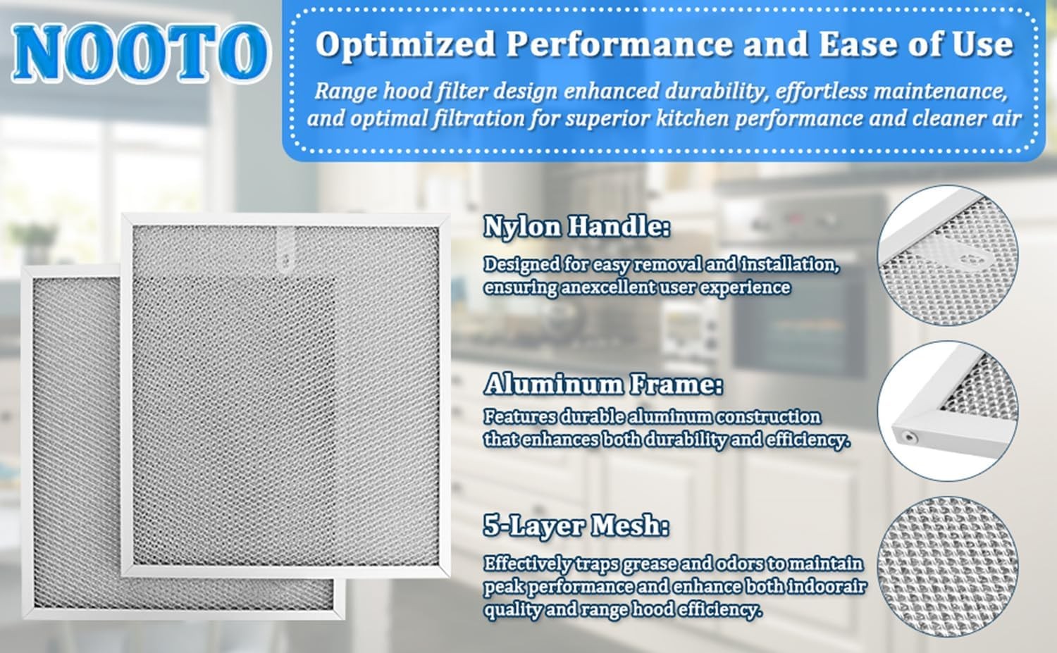 2 Pack BPS1FA30 99010299 Range Hood Grease Filter 11-3/4" X 14-1/4" X 3/8" Alumi