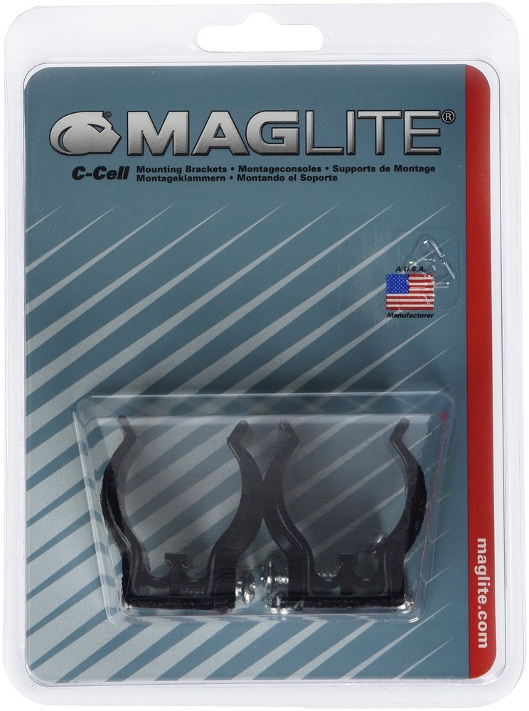 Black Universal Mounting Brackets for C Cell Flashlight 2 Pack Color Black USNEW