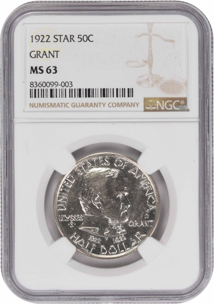 Grant with Star Commemorative Silver Half Dollar 1922 MS63 NGC