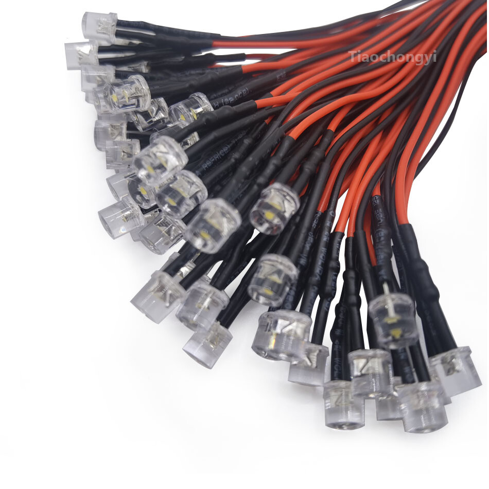 5V 12V 24V 20pcs 3mm/5mm LED Red RGB Pre-Wired Water Clear Light Emitting Diodes