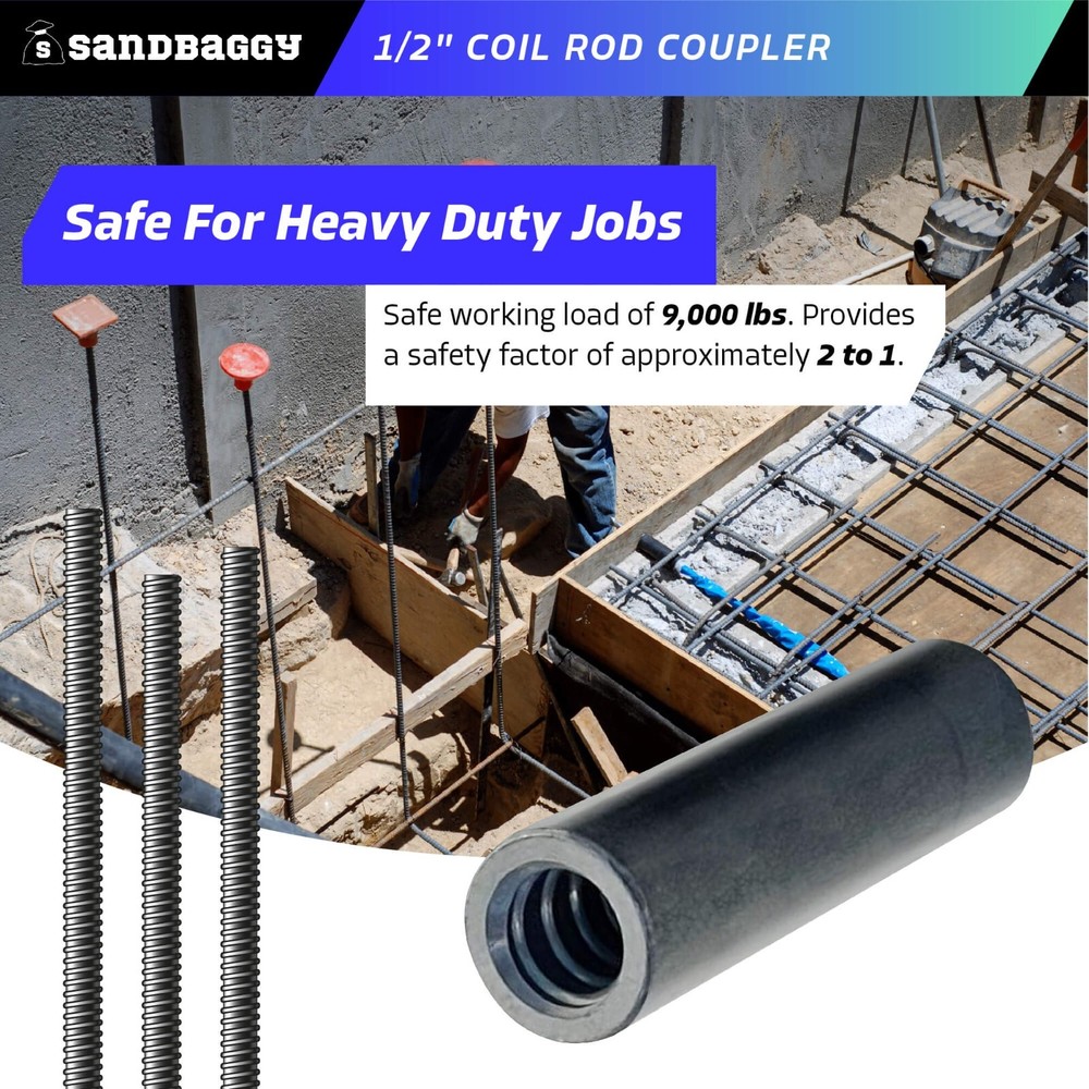 Sandbaggy 1/2" Coil Rod Coupler - Round Threaded Coupling Nuts