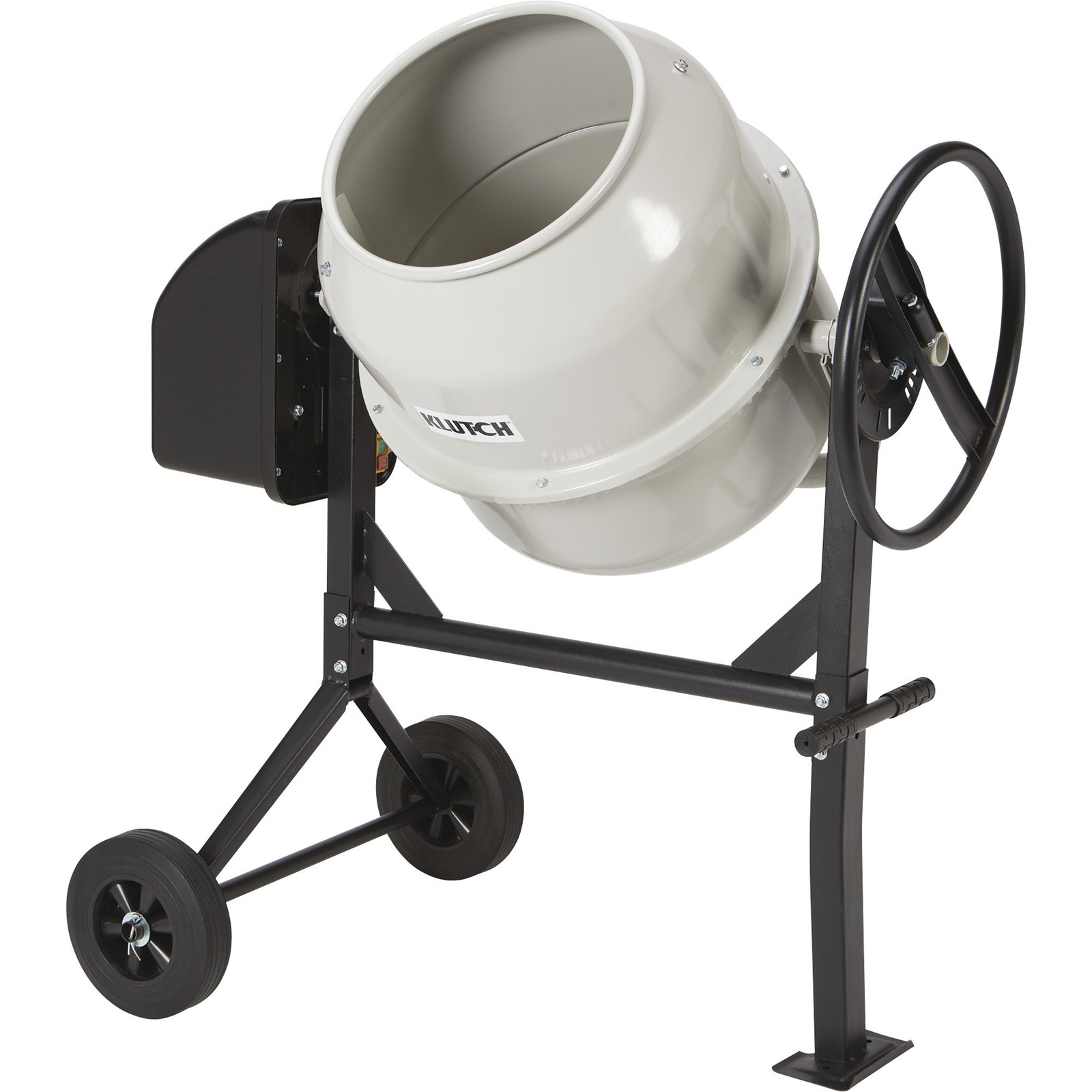 Klutch Electric Cement Mixer, 4.25 Cu. Ft. Drum, 2/3 HP, 120V Electric Motor