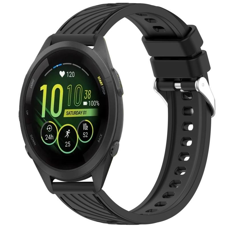 Garmin Forerunner 265S 18mm Stripe Texture Black Silicone Strap