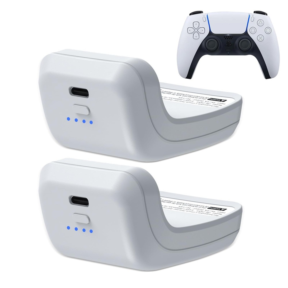 Uwayor 2X 3000mAh PS5 Controller External Battery Pack, Replacement White