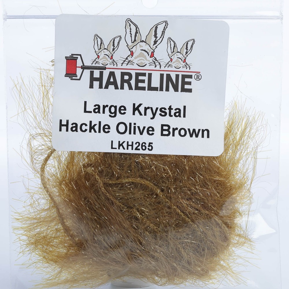 Hareline Krystal Hackle - Large - Olive Brown