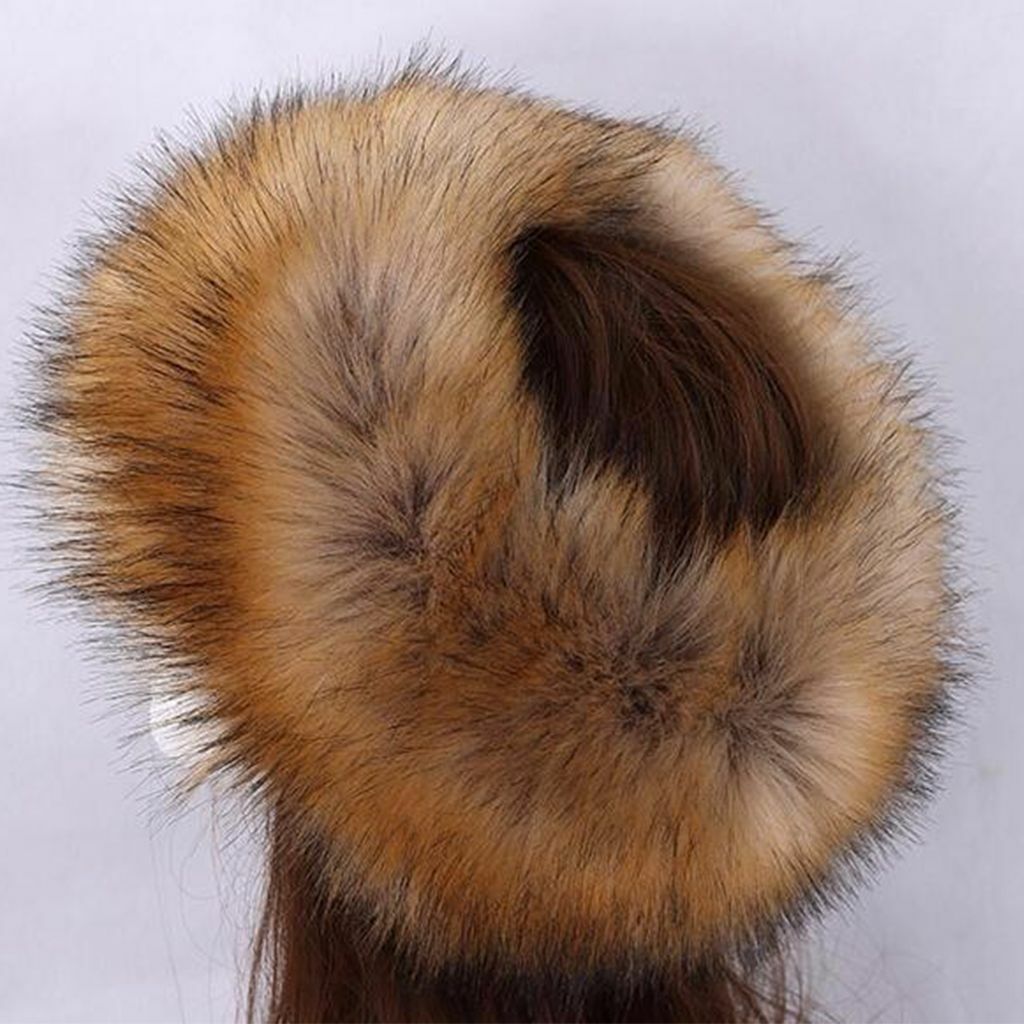 Women's Winter Russian Fluffy Faux Fur Headband Hat Thick Ear Warm Snow Ski Cap