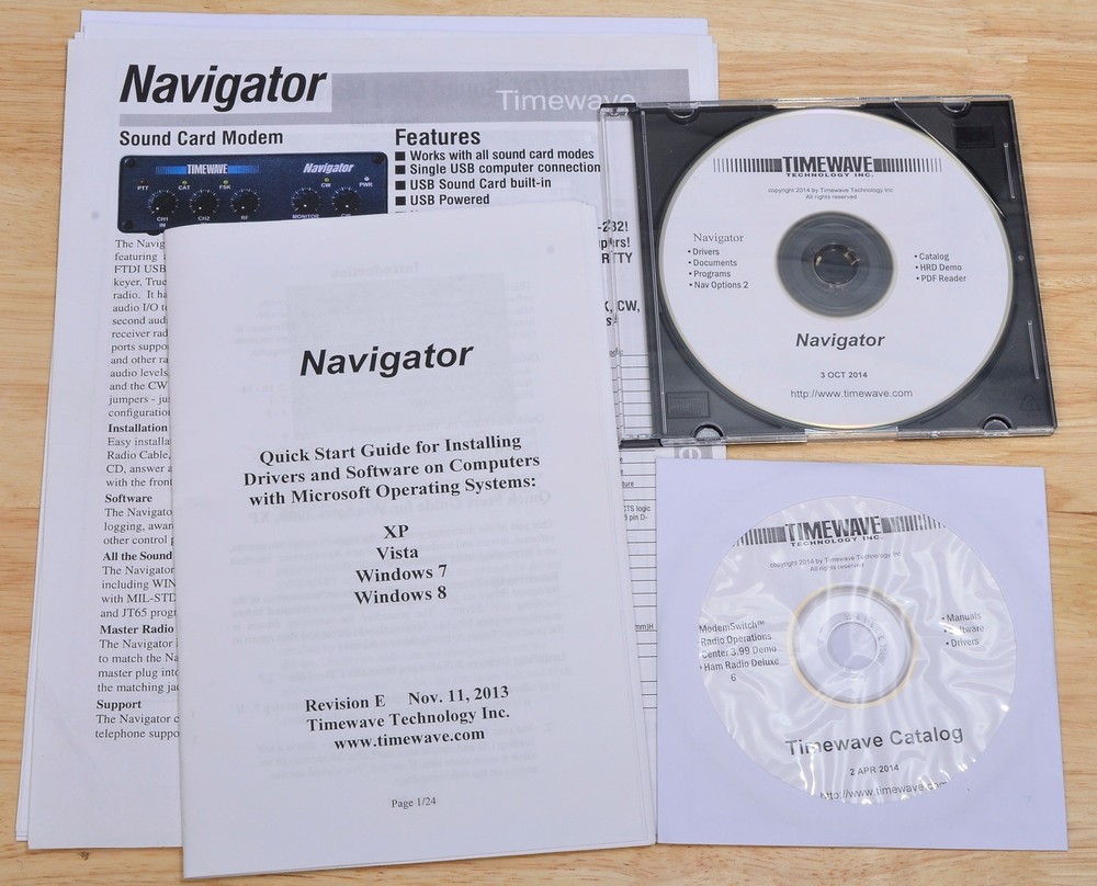TIMEWAVE NAVIGATOR DOCUMENTATION  MANUALS ON CDROM SOUND CARD INTERFACE SOFTWARE