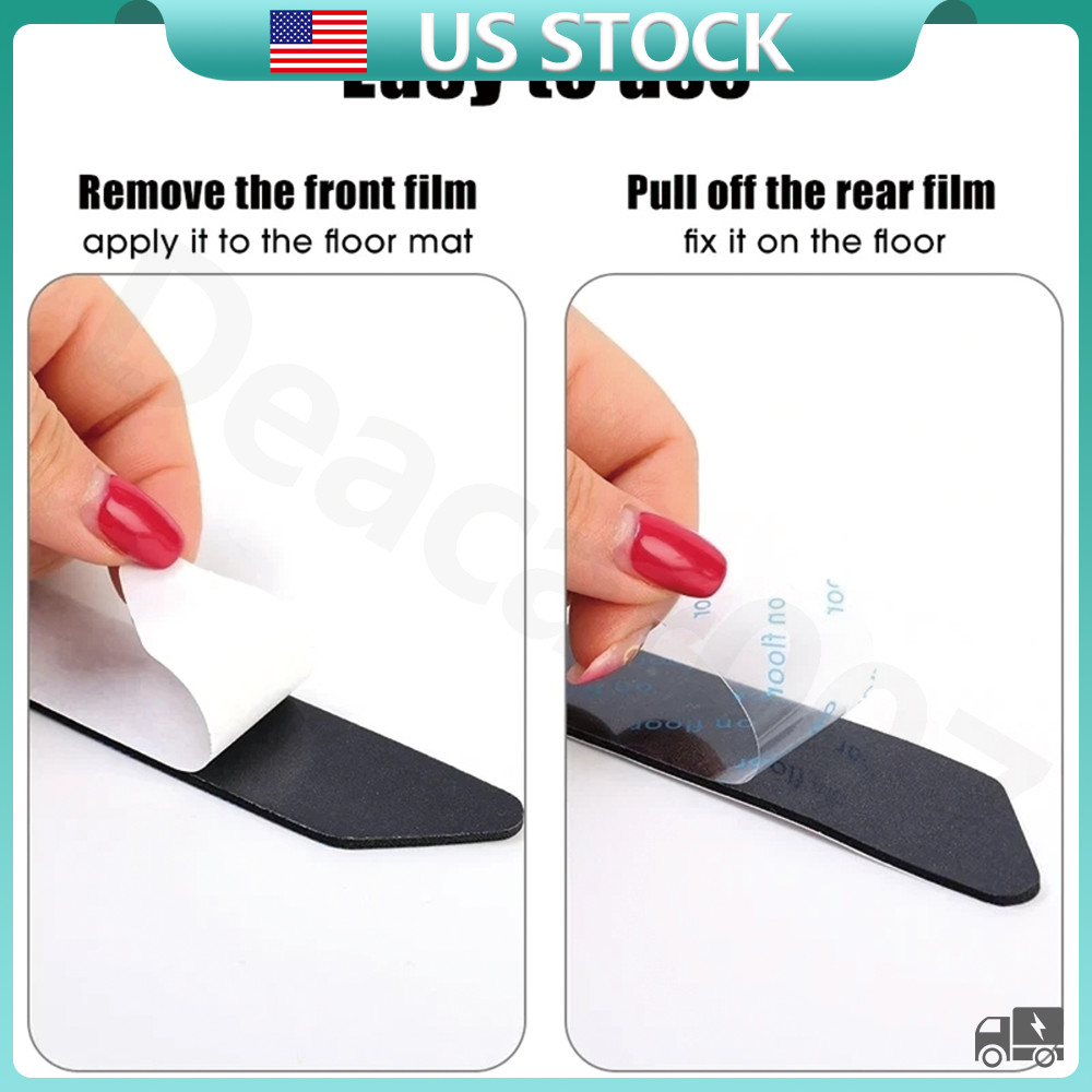 8Pcs Carpet Mat Adhesive Grippers Non Slip Rubber Rug Stickers Reusable Tape