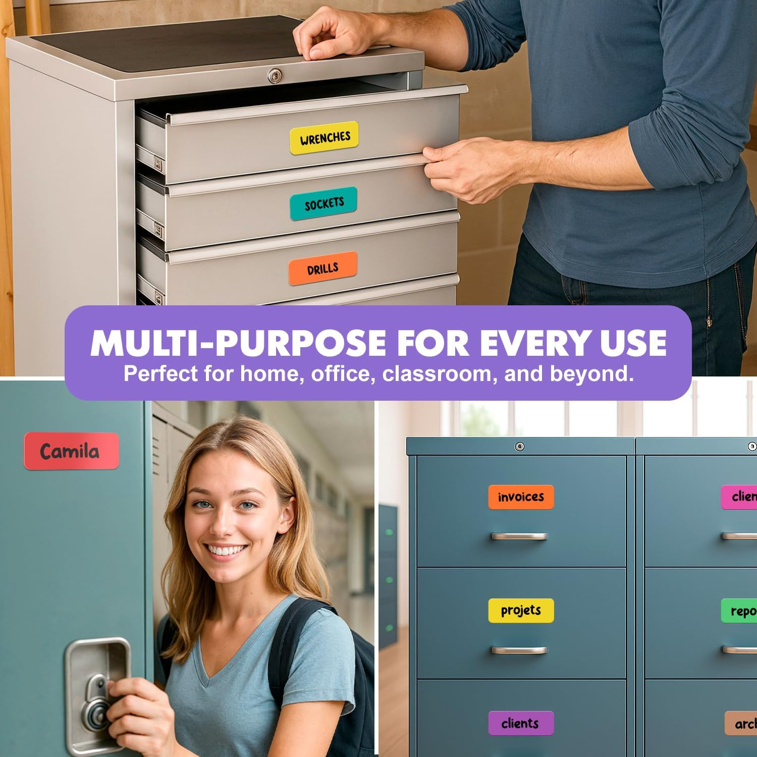 30 Pack Dry Erase Magnetic Labels 3.1” X 1.2” Reusable Writable Colorful Erasabl