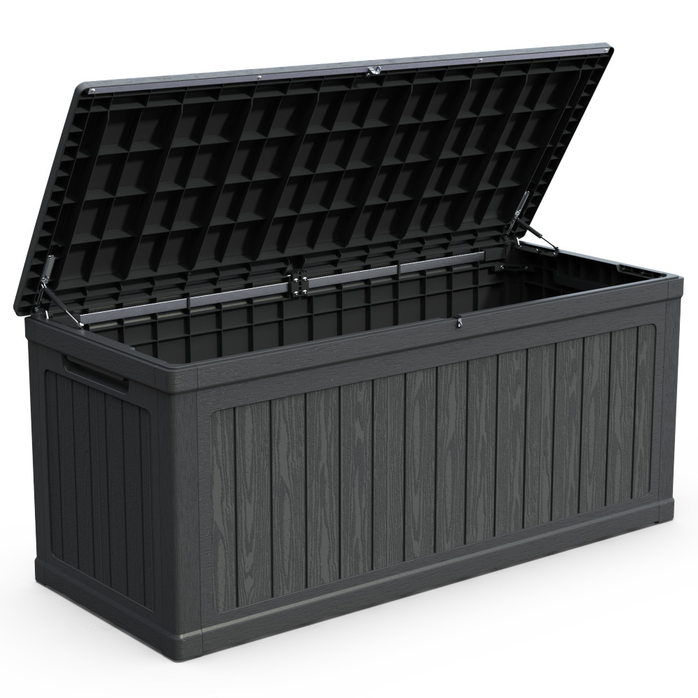 260 Gal Outdoor Storage Box Lockable Black for Patio Furniture