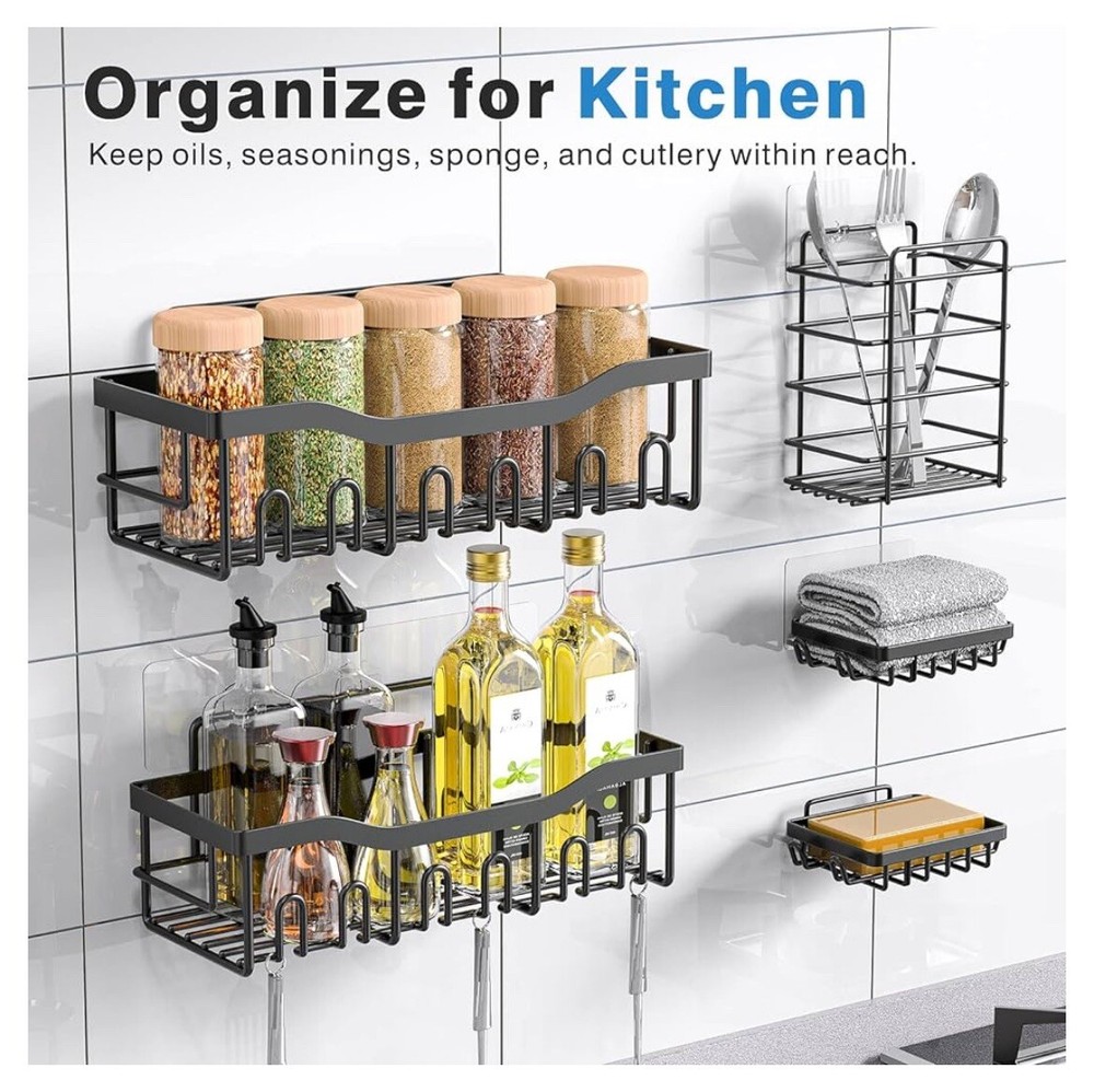 Adhesive Shower Caddy, 5 Pack Rustproof Stainless Steel Bath Organizers