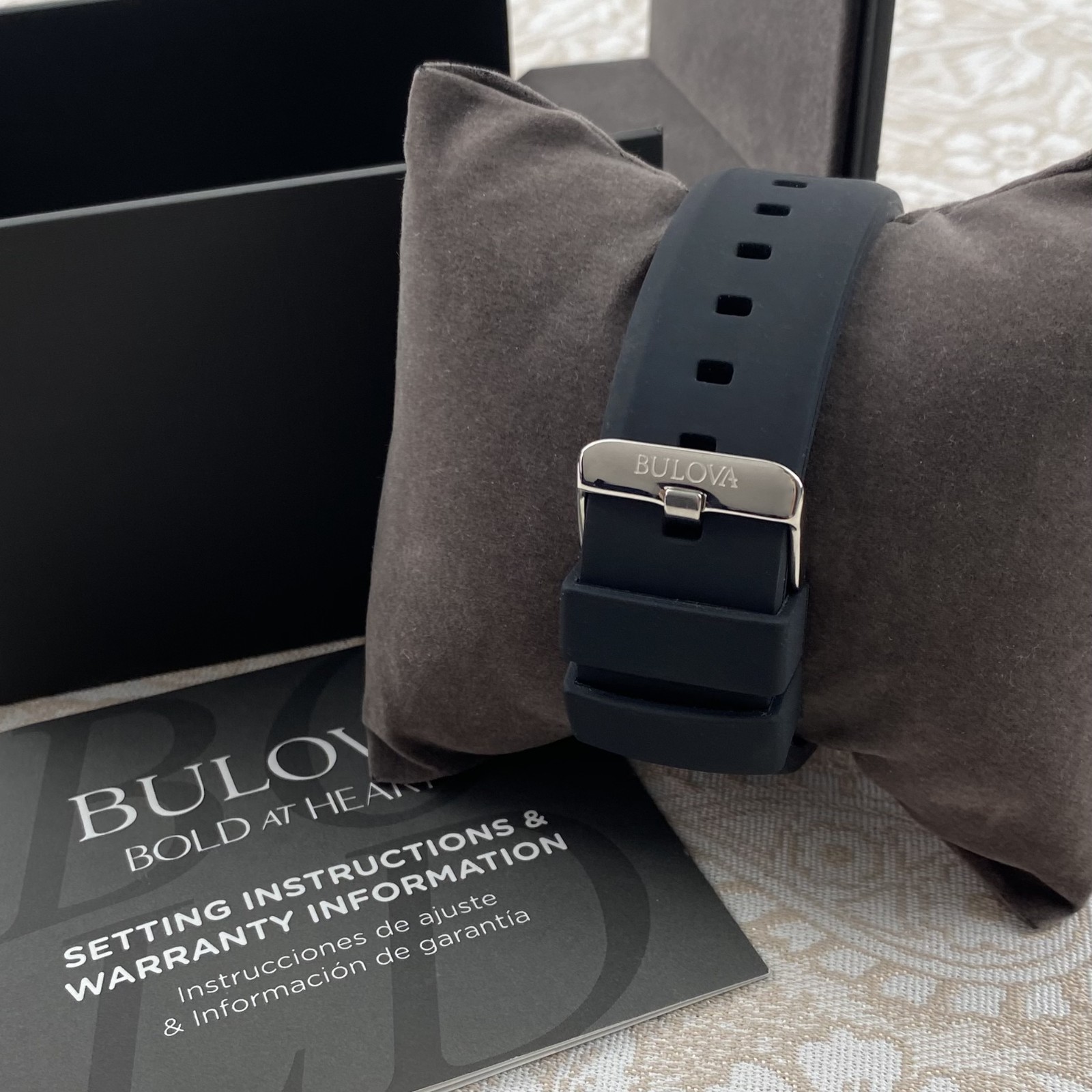 Bulova Marine Star 98B258 Automatic Blue Dial Black Rubber Strap Men's Watch