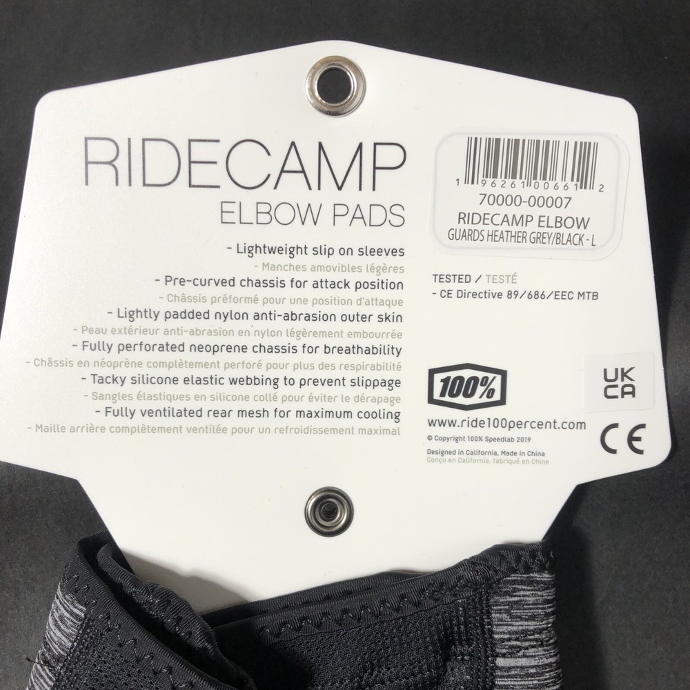 100% Ridecamp Elbow Guards Gray/Black Large ( BW5)