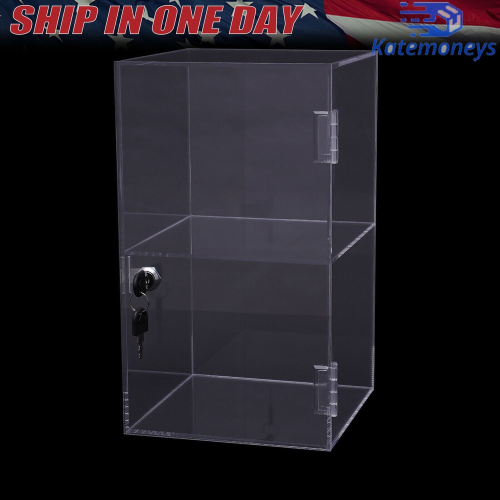 2-layers Countertop Display Case 20*20*35cm Locking Security Showcase Cabinet US