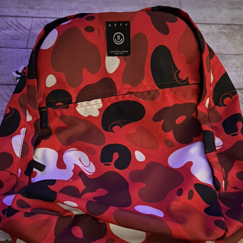 Neff Disney Red Camouflage  Backpack 100% Polyester Adjustable Strap Zip Closure