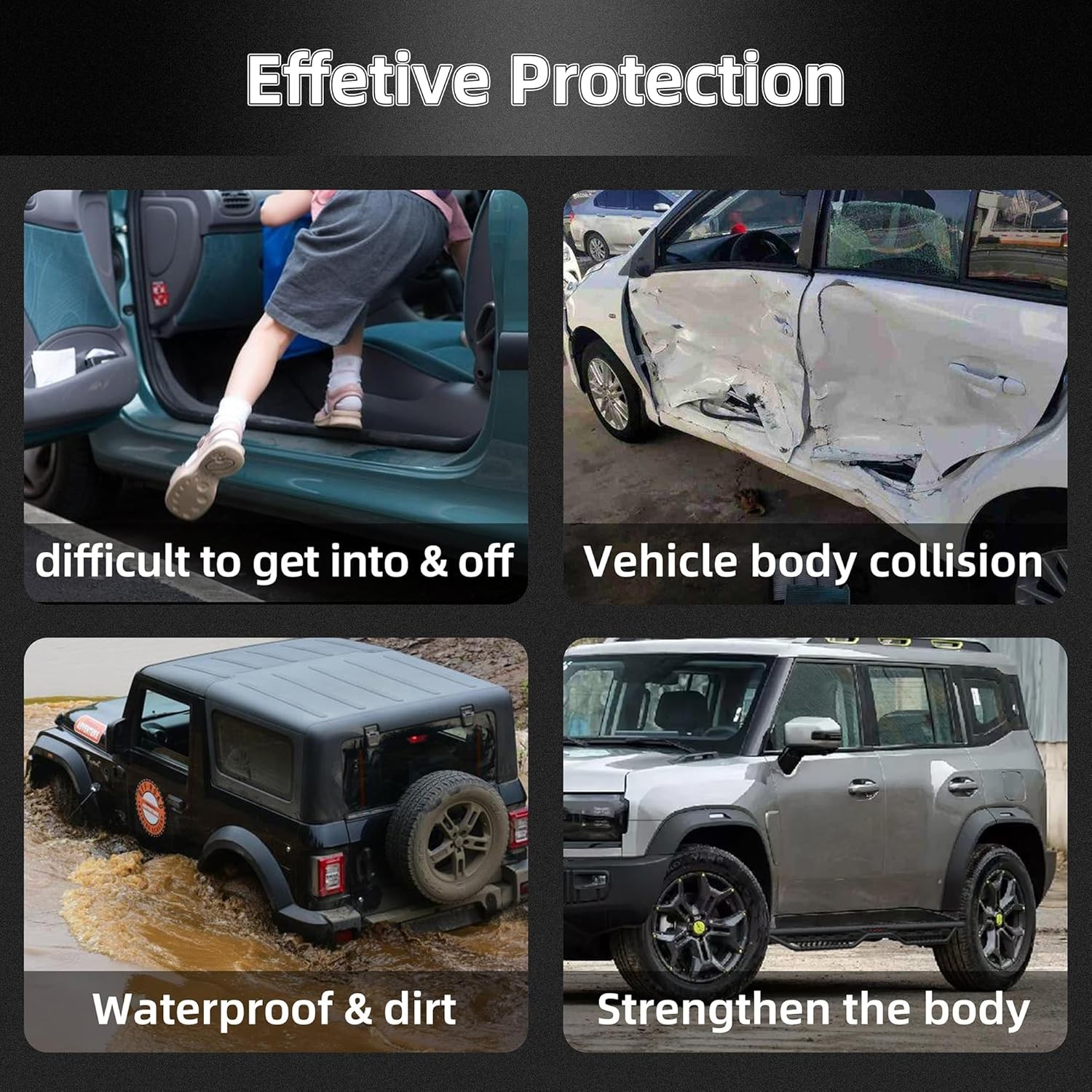 Running Boards Side Steps Compatible with 2007-2018 Wrangler JK 4-Door