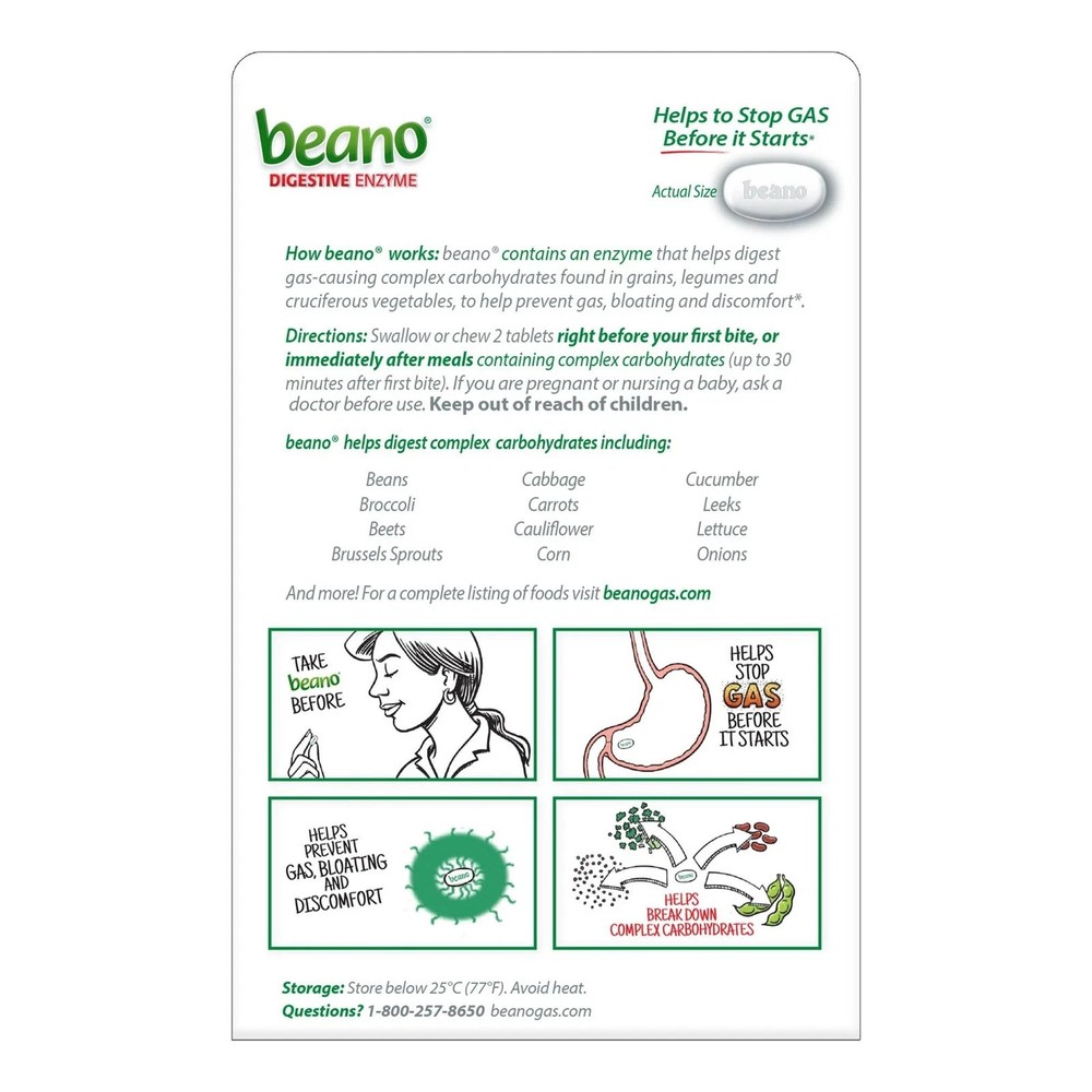 Beano Extra Strength Gas Relief Tablets Vegetarian Antigas Support - 2 Pack