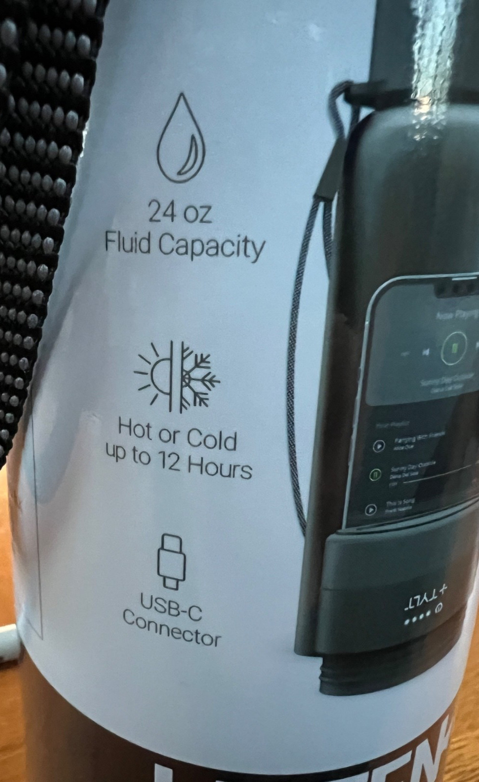 TYLT Hydration Bottle 2.0 - 24oz - Flip Straw - Bluetooth Speaker - NEW