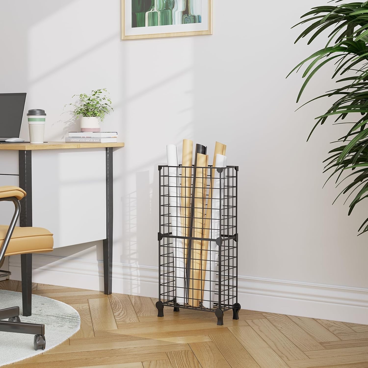 AWTATOS Umbrella Holder Entryway, Umbrella Stand Freestanding, Metal Square Umbr