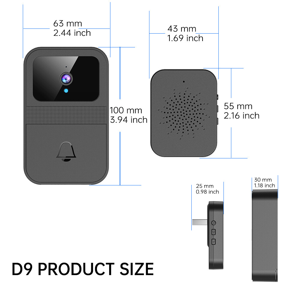 Wireless Cloud Storage Night Vision Doorbell Chime Receiver Adjustable Volume