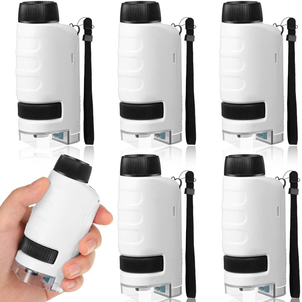 6 Pack Miniscope 60x-120x LED Lighted Pocket Microscope for Portable Mini Sco...