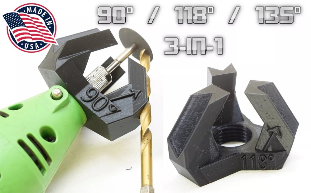 Drill Bit Sharpener Guide w/ 3 angles for Dremel Rotary Tool (M19-2 Thread)