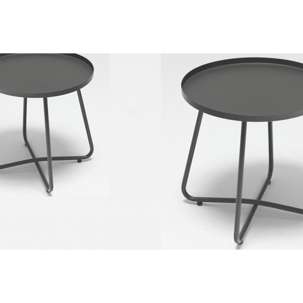 18 Gray Rounded Aluminum Outdoor Side Table