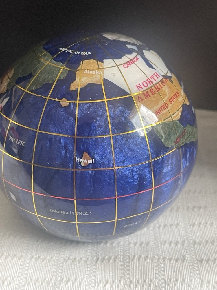 Gorgeous Multi Gemstone Globe Paper Weight Blue