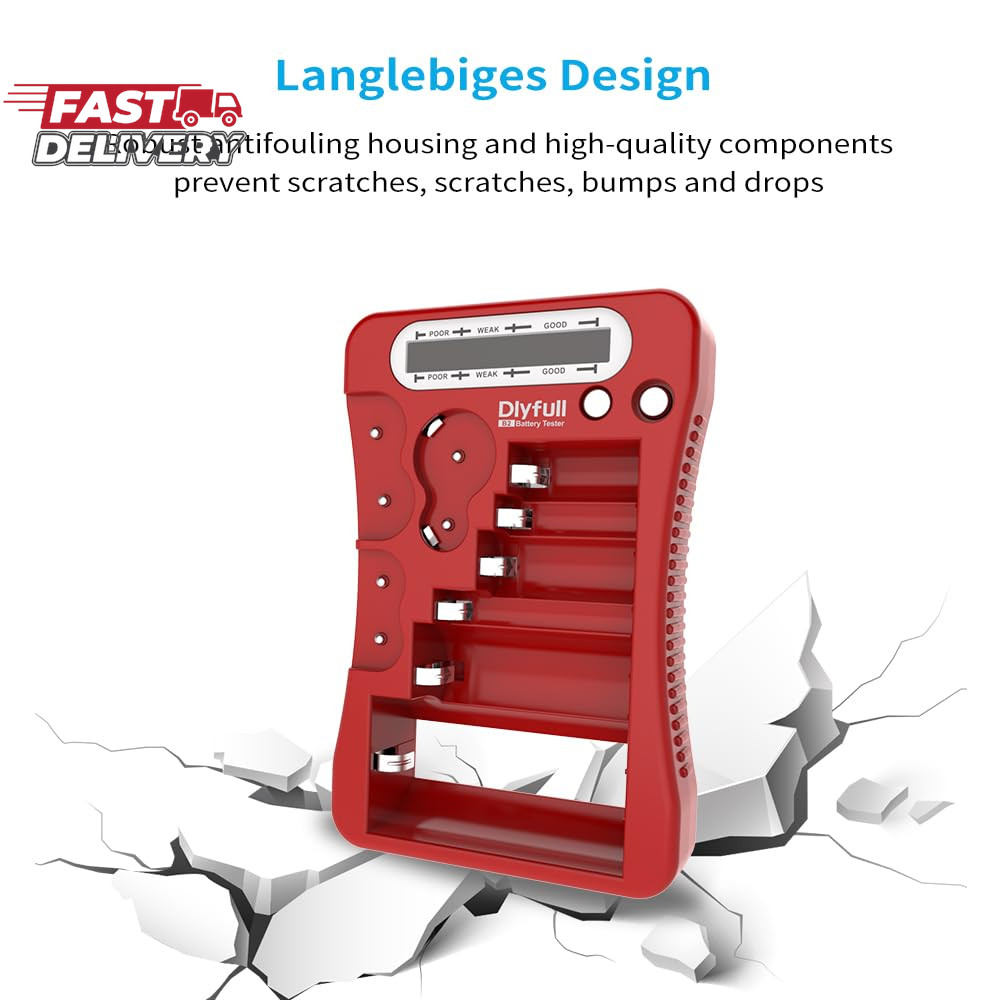 Dlyfull Battery Tester, LCD Display Universal Battery Checker for AA AAA C D 9V