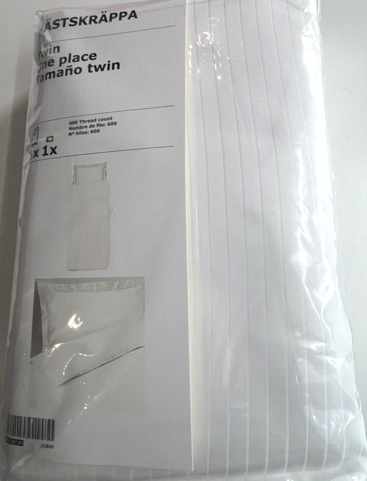 New Ikea Hastskrappa Twin Duvet cover and pillowcase, white 600 Thread count