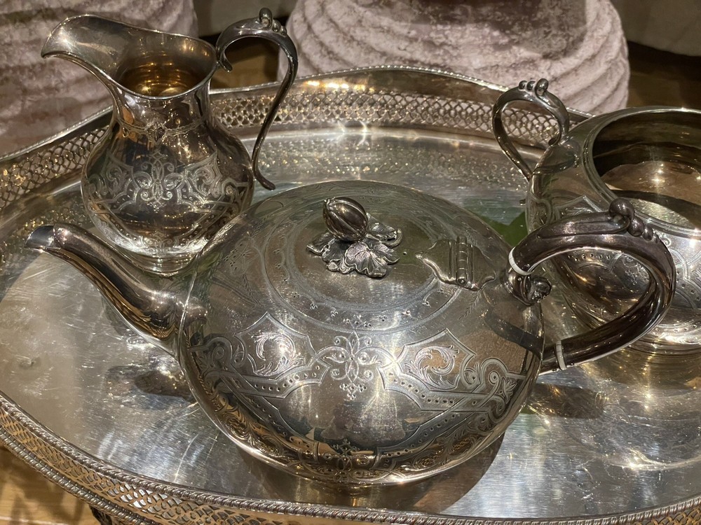 Antique Victorian Silver-Plated Tea Set
