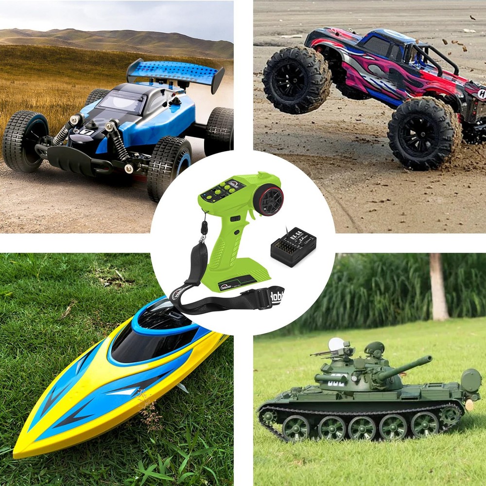 Hobby Fans RC Radio System 4CH 2.4G Transmitter with Green & Black