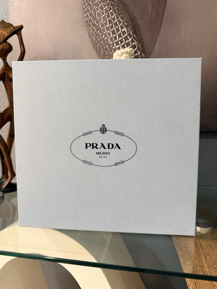 Original PRADA Light Blue Cardboard Rectangle Gift Box Solid Plain