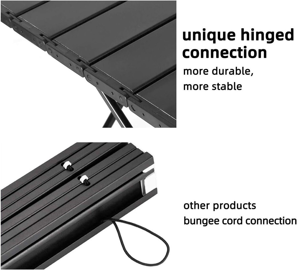 ROCK CLOUD Ultralight Folding Beach Table Adjust Height Aluminum Small, Black