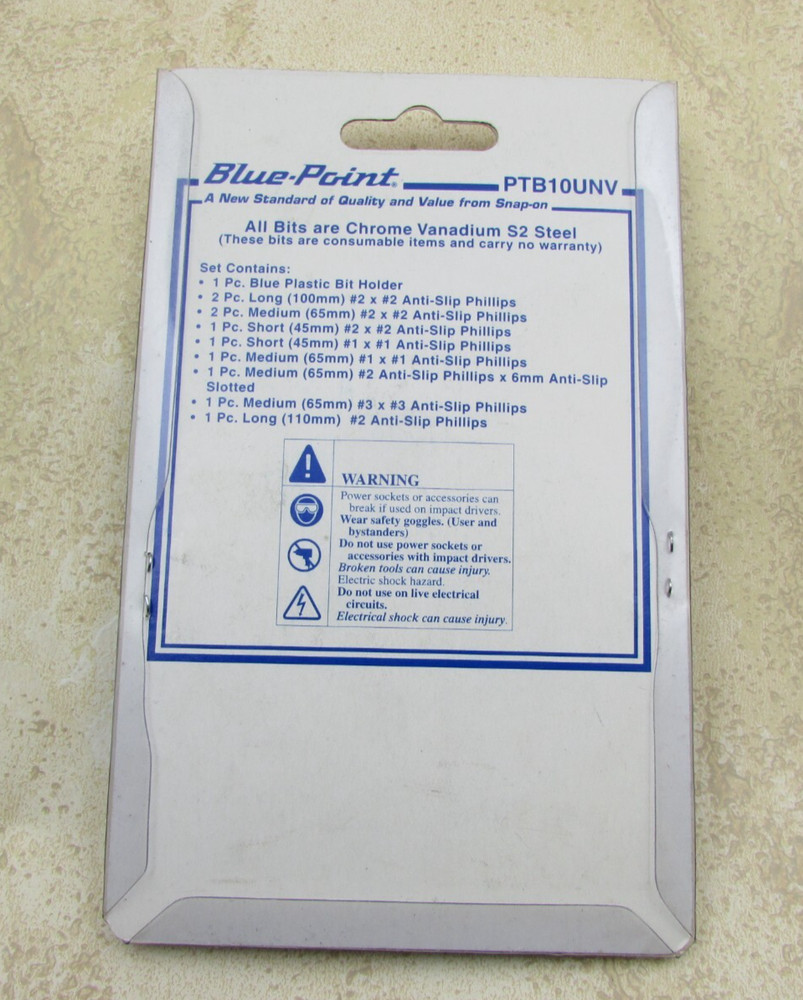 Blue Point Tools PTB10UNV 10Pc. Universal Bit Set Phillips Screwdriver Drill NOS