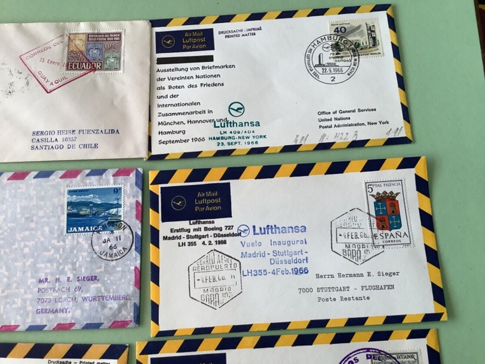 Airmail flight cover mixed World 9 items Ref A1475