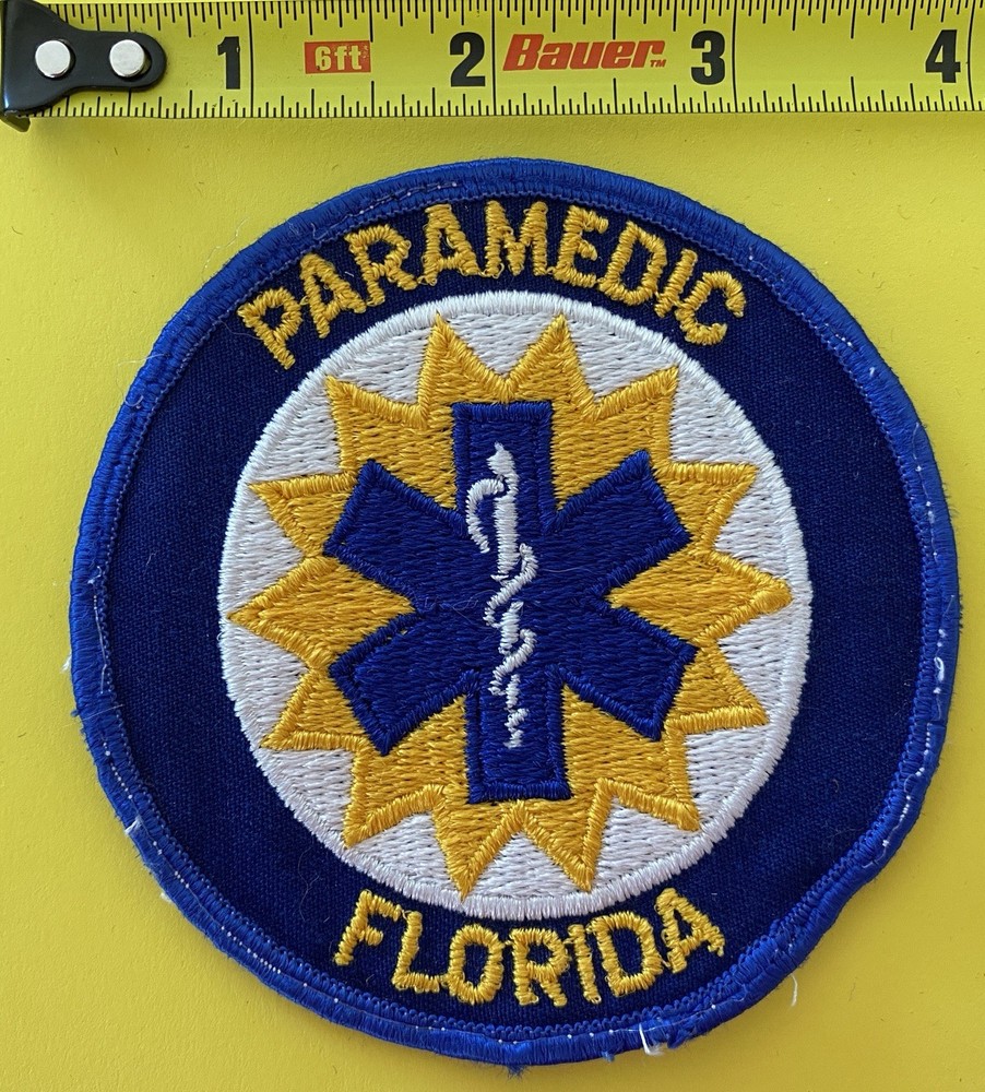 Florida PARAMEDIC Patch Medium Royal Blue Border Version FL.