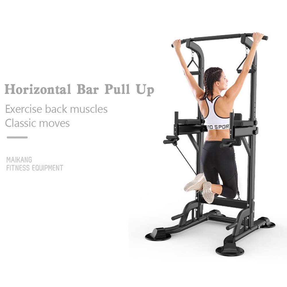 Pull-Up Bars &Squat Bar Power Tower Dip Stands Strength Training for Home Gym